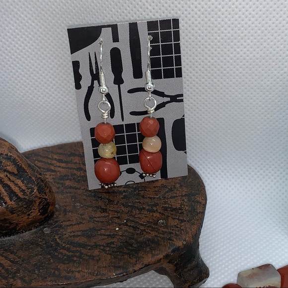 Handcrafted “Sedona” Carnelian Red Jasper & 925 Necklace & Earring Set - Picture 6 of 13